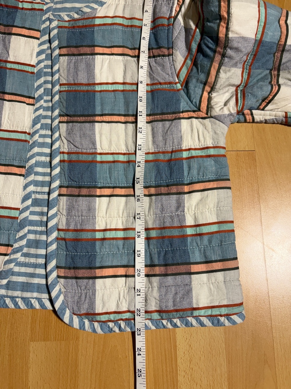 Ace & Jig Quilt Jacket Blue & White Striped Open Front Medium - Picture 13 of 13